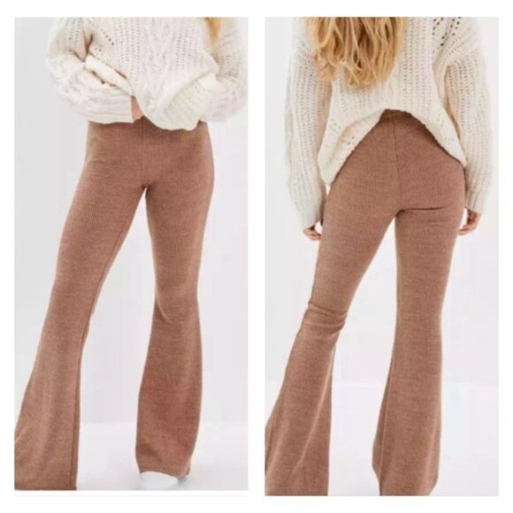 American Eagle Outfitters Pants - American Eagle Womens Ribbed Flare Pants Medium Bohemian Festival Brown Hippie